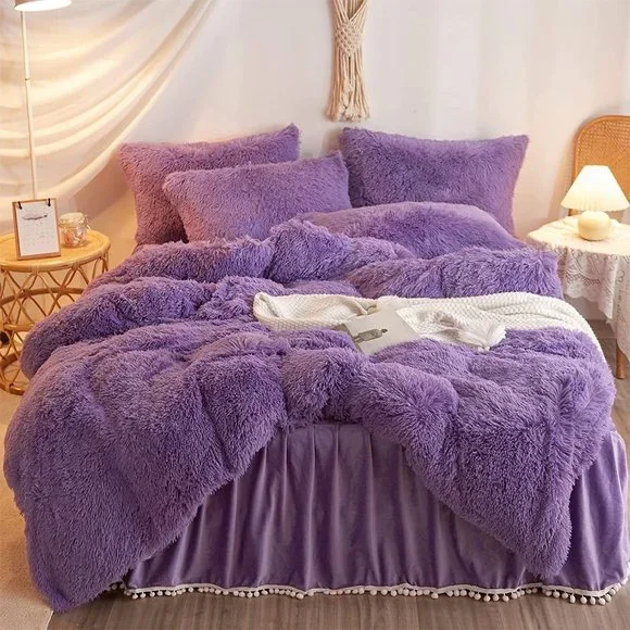 - New Luxury Faux Fur Duvet Cover,Cute Plush Comforter Set (1 Faux Fur Duv… - Picture 7 of 14